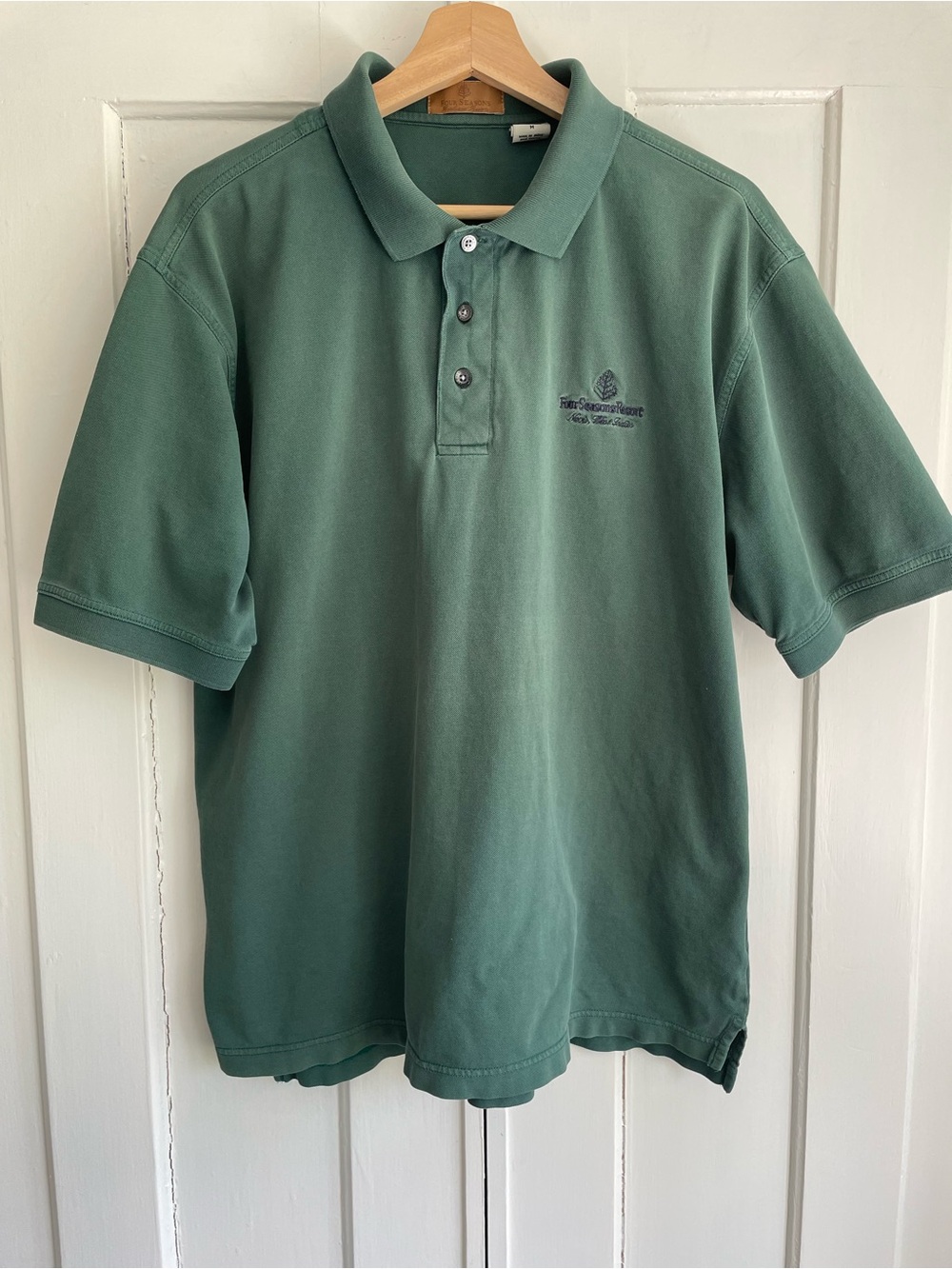 Four Seasons Resort Embroidered Polo in Sage Green 100% Mercearized Cotton Mens